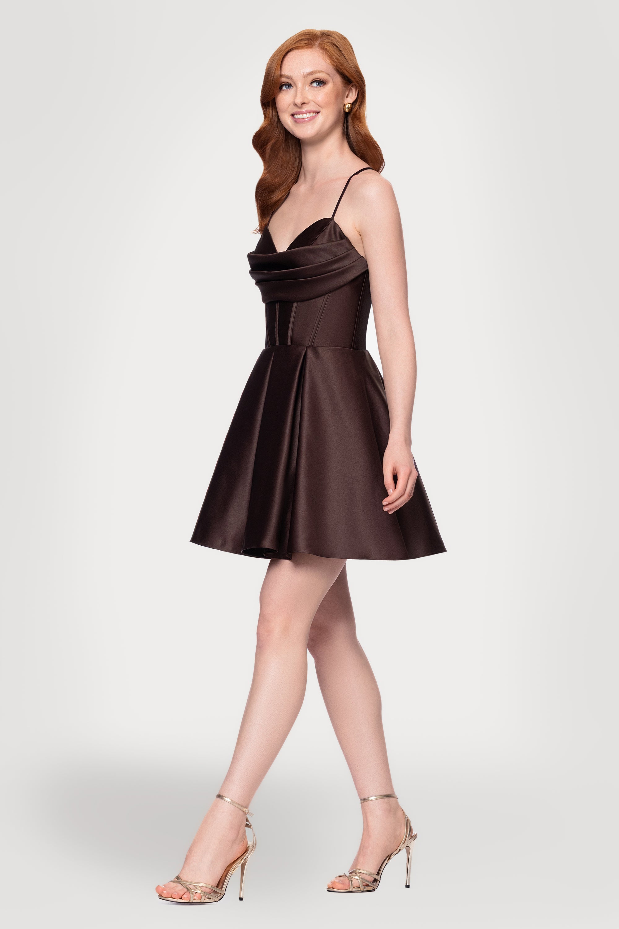 "Lindsay" Short Satin Corset Tie Up Back Dress
