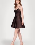 "Lindsay" Short Satin Corset Tie Up Back Dress