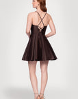 "Lindsay" Short Satin Corset Tie Up Back Dress