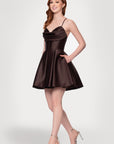 "Lindsay" Short Satin Corset Tie Up Back Dress