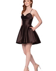 "Lindsay" Short Satin Corset Tie Up Back Dress