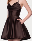 "Lindsay" Short Satin Corset Tie Up Back Dress