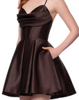 "Lindsay" Short Satin Corset Tie Up Back Dress