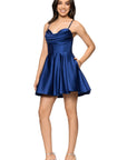 "Lindsay" Short Satin Corset Tie Up Back Dress