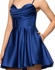 "Lindsay" Short Satin Corset Tie Up Back Dress