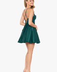 "Lindsay" Short Satin Corset Tie Up Back Dress