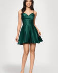 "Lindsay" Short Satin Corset Tie Up Back Dress