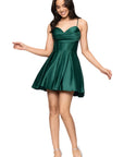 "Lindsay" Short Satin Corset Tie Up Back Dress