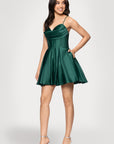 "Lindsay" Short Satin Corset Tie Up Back Dress