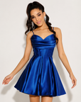 "Lindsay" Short Satin Corset Tie Up Back Dress