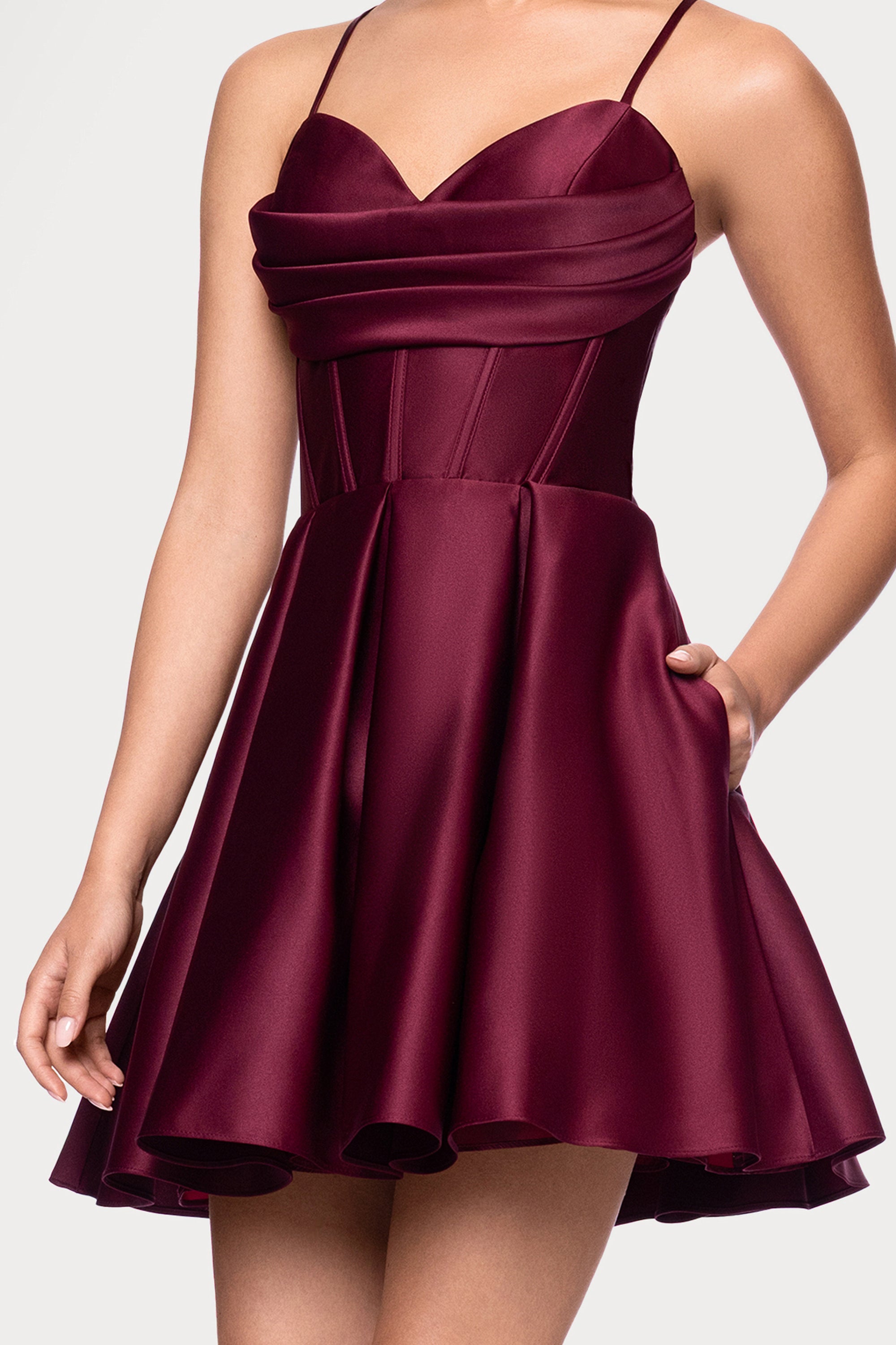 "Lindsay" Short Satin Corset Tie Up Back Dress