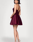 "Lindsay" Short Satin Corset Tie Up Back Dress