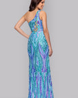 "Terri" Long Placement Sequin One Shoulder Dress