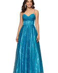 "Megan" Glitter Floor Length Drape Neck Floor Length Dress