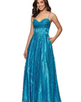 "Megan" Glitter Floor Length Drape Neck Floor Length Dress