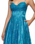 "Megan" Glitter Floor Length Drape Neck Floor Length Dress