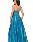 "Megan" Glitter Floor Length Drape Neck Floor Length Dress