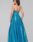 "Megan" Glitter Floor Length Drape Neck Floor Length Dress