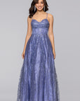 "Megan" Glitter Floor Length Drape Neck Floor Length Dress