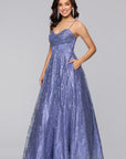 "Megan" Glitter Floor Length Drape Neck Floor Length Dress