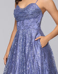 "Megan" Glitter Floor Length Drape Neck Floor Length Dress