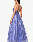 "Megan" Glitter Floor Length Drape Neck Floor Length Dress