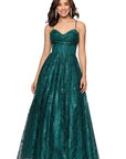 "Megan" Glitter Floor Length Drape Neck Floor Length Dress