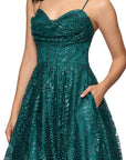 "Megan" Glitter Floor Length Drape Neck Floor Length Dress