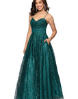 "Megan" Glitter Floor Length Drape Neck Floor Length Dress