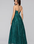 "Megan" Glitter Floor Length Drape Neck Floor Length Dress