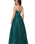 "Megan" Glitter Floor Length Drape Neck Floor Length Dress