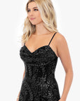 "Marissa" Long Glitter Mesh Lace Up Back Gown