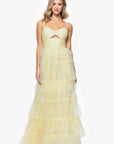 "Tyler" Long Mesh Tiered Spaghetti Strap Gown