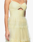 "Tyler" Long Mesh Tiered Spaghetti Strap Gown