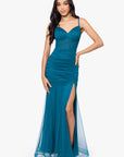 "Alexie" Long Mesh Corset Rouched Mermaid Dress