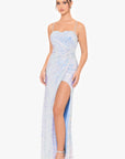 "Gemma" Long Iridescent Sequin Open Back Dress