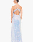 "Gemma" Long Iridescent Sequin Open Back Dress