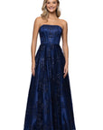 "Tori" Strapless Glitter Mesh Corset Gown