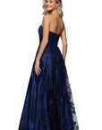 "Tori" Strapless Glitter Mesh Corset Gown