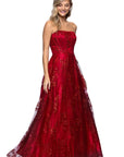 "Tori" Strapless Glitter Mesh Corset Gown