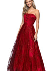 "Tori" Strapless Glitter Mesh Corset Gown