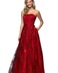 "Tori" Strapless Glitter Mesh Corset Gown