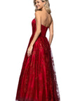 "Tori" Strapless Glitter Mesh Corset Gown