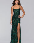 "Harper" Sequin Rose Pattern Floor Length Dress