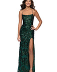 "Harper" Sequin Rose Pattern Floor Length Dress