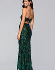 "Harper" Sequin Rose Pattern Floor Length Dress