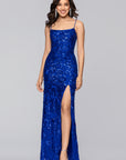 "Harper" Sequin Rose Pattern Floor Length Dress