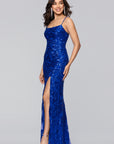 "Harper" Sequin Rose Pattern Floor Length Dress