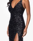 "Bianca" Sequin V-Neck Floor Length Dress