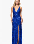 "Bianca" Sequin V-Neck Floor Length Dress